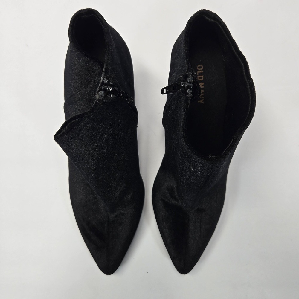 Old Navy Womens Black Velvet Pointed Toe Stiletto Heel Ankle Booties Size 7 - Picture 8 of 13